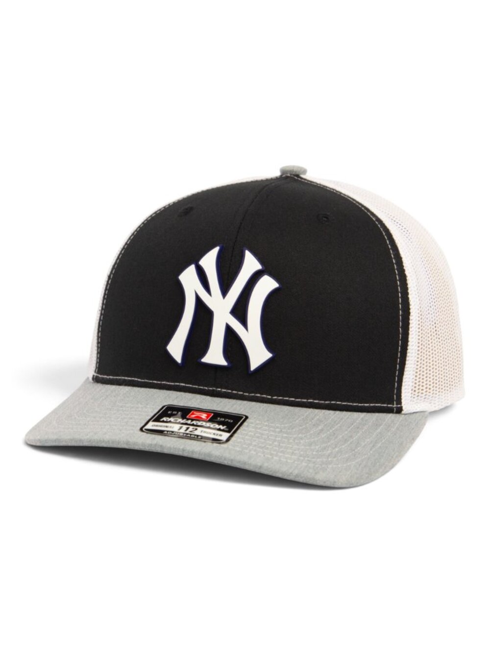 New York Yankees NY White 3D Snapback Trucker Hat- Black/ White/ Heather Grey